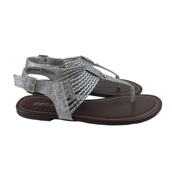 Hot Cakes Thong Buckle Silver Sparkly Sandals Womens Size 9M - Picture 3 of 12